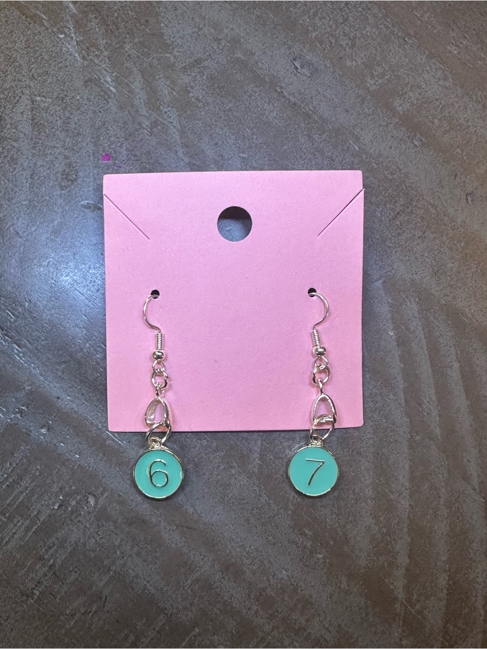 Silver Dangle mint “67” Earrings
